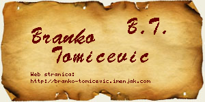Branko Tomićević vizit kartica